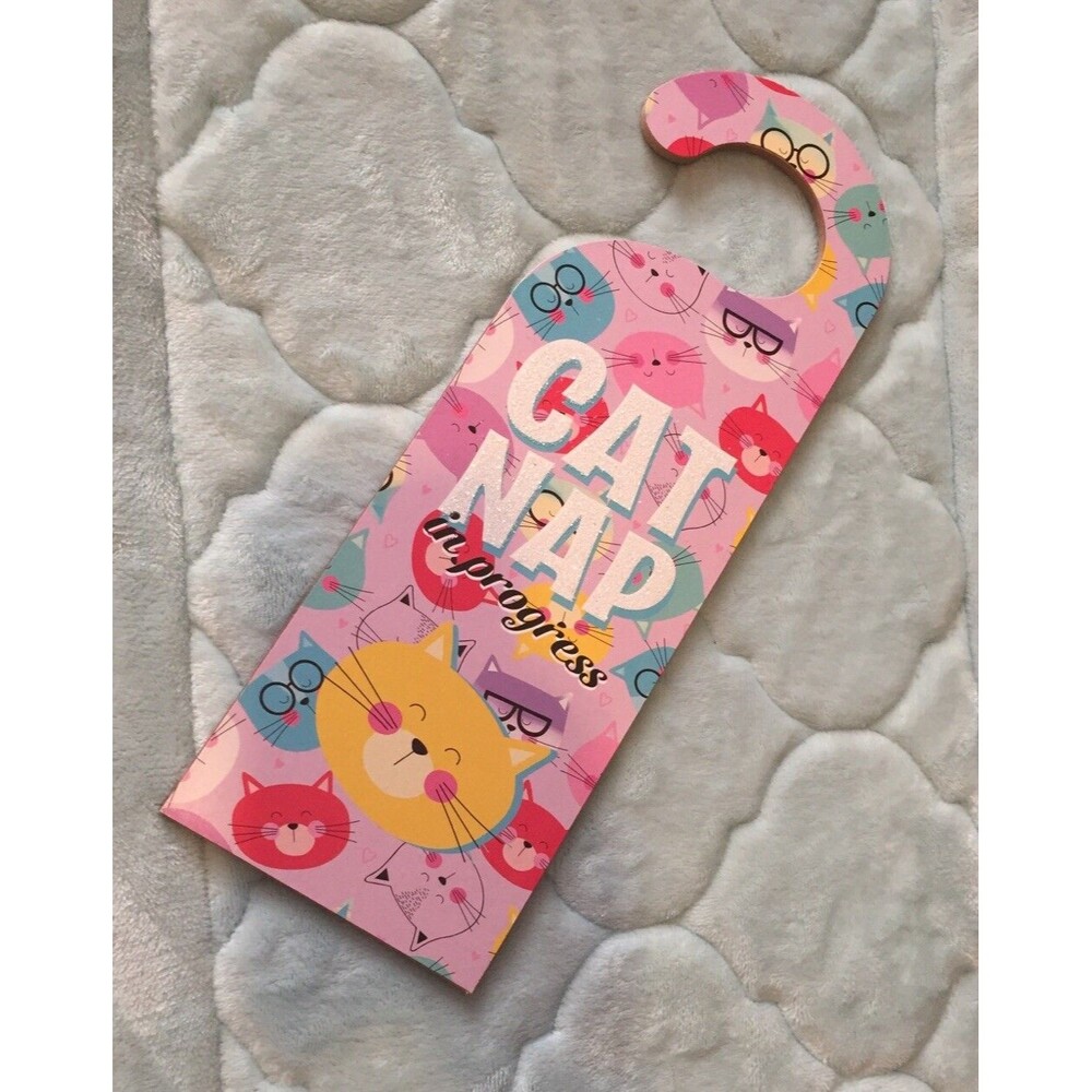 STUDENT Gift Cat Nap 😴 Door Room Sign Knob Hanger Kitty Do Not Disturb